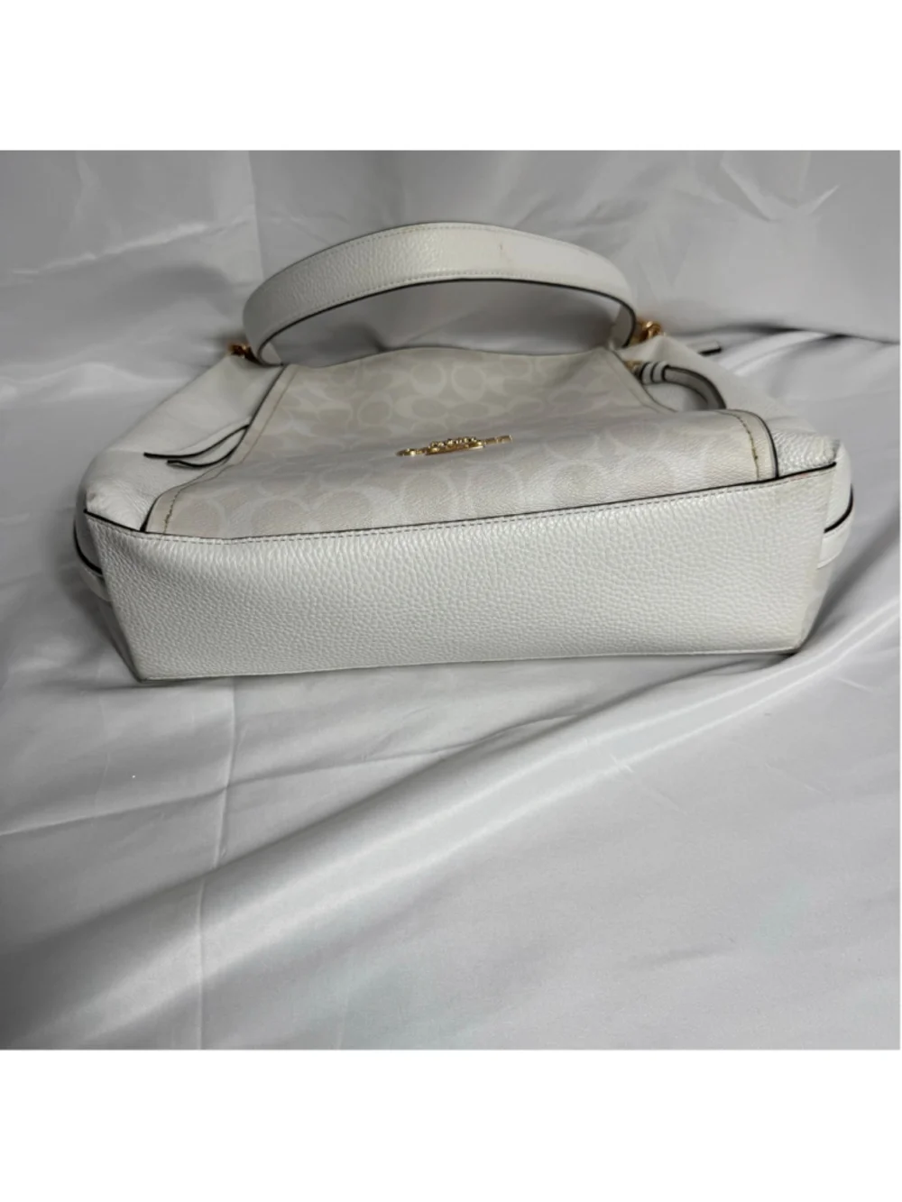 Women's Coach Marlon Hobo Bag One Size White and Beige Signature Print